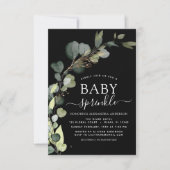 Baby Sprinkle Dusche Grüne Eukalyptus Black Einladung (Vorderseite)
