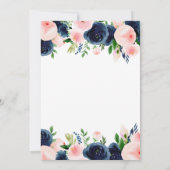 Baby Sprinkle Dusche Navy Blue Blush Pink Blüte Einladung (Rückseite)