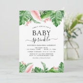 Baby Sprinkle Dusche Tropical Palm Floral Einladung (Stehend Vorderseite)