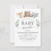 Baby Sprinkle Dusche Woodland Eukalyptus Greenery Einladung (Vorderseite)