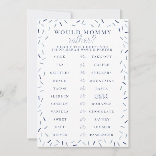 Baby Sprinkle Duschspiel Einladung (Vorderseite)