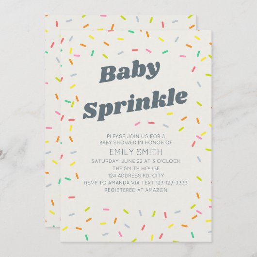Baby Sprinkle Einladung (Vorne/Hinten)