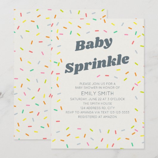 Baby Sprinkle Einladung (Vorne/Hinten)