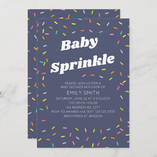 Baby Sprinkle Einladung (Vorne/Hinten)