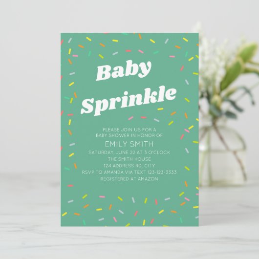 Baby Sprinkle Einladung (Stehend Vorderseite)