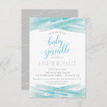 Baby Sprinkle Einladung - Einladung individuell ge<br><div class="desc">Dieses individuell gestaltbare Baby-Sprinkle laden mit handgemalten Wasserfarben mit silbernen Akzenten ein. Der Text "baby sprinkle" ist blau in einem eleganten Script-Schriftart geschrieben. Die Informationen für Ihre Ansammlung können nach Ihren Wünschen angepasst werden.</div>