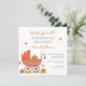 Baby Sprinkle Fall Pumpkin Carriage Baby Dusche Einladung (Stehend Vorderseite)