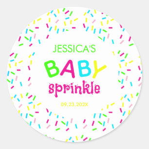 Baby Sprinkle Farbige Regenbogen-Streusel Dusche   Runder Aufkleber
