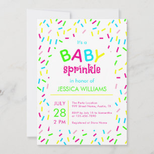 Baby Sprinkle Farbige Regenbogen-Streusel-Party Einladung
