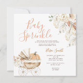 Baby Sprinkle Floral Pumpkin Carriage Baby Dusche Einladung (Vorderseite)