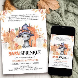 Baby Sprinkle Gedicht Katze in Hexenhut Baby Showe Einladung