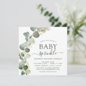 Baby Sprinkle Greenery Eucalyptus Succulent Einladung (Stehend Vorderseite)