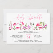 Baby Sprinkle Hübsch Pink Wildblume Einladung (Vorderseite)