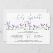 Baby Sprinkle Hübsche Lila Wildblume Einladung (Vorderseite)