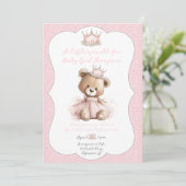 Baby Sprinkle Invitation Teddy Bear Princess Einladung (Stehend Vorderseite)
