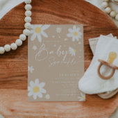 Baby Sprinkle, Kinderdusche Einladung Daisy Beige