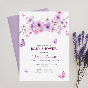 Baby Sprinkle Lila Lavendel Schmetterling Party Einladung