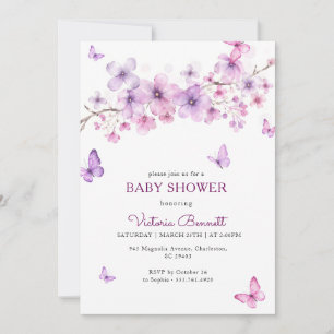 Baby Sprinkle Lila Lavendel Schmetterling Party Einladung
