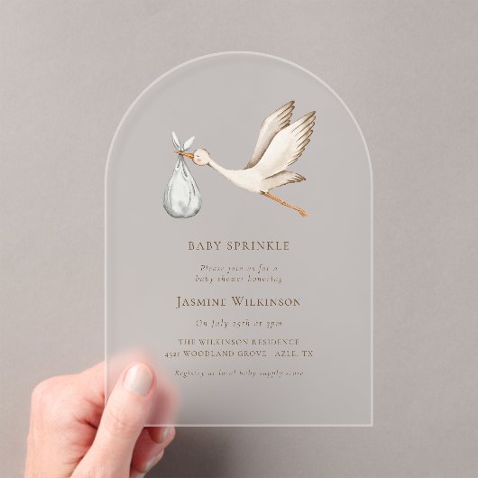 Baby Sprinkle Minimal Wasserfarbe Babydusche Acryleinladungen (Insitu (Handheld))