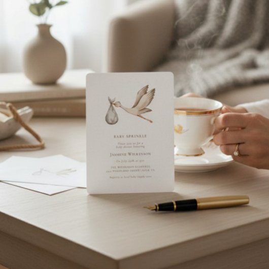 Baby Sprinkle Minimal Wasserfarbe Babydusche Einladung