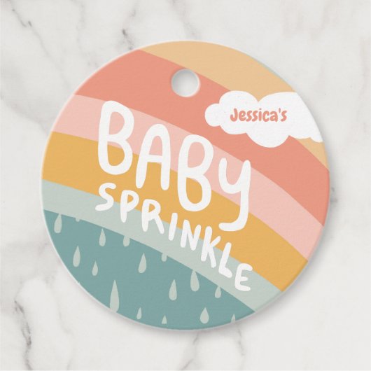 BABY SPRINKLE Niedliche Wolken Regenbogen DANK DAN Geschenkanhänger (Vorderseite)
