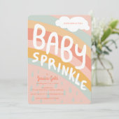 BABY SPRINKLE Niedliche Wolken Regenbogenregen Cus Einladung (Stehend Vorderseite)