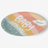 BABY SPRINKLE Niedliche Wolken Regenbogenregen Cus Pappteller (Schrägansicht)