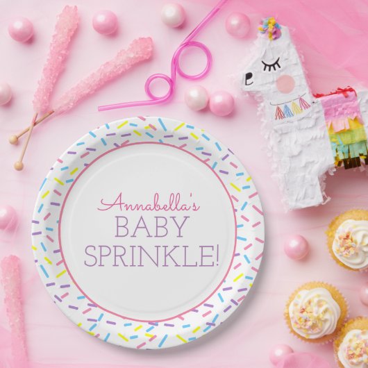 Baby Sprinkle Papierplatte mit rosa Kontur Pappteller (Party)