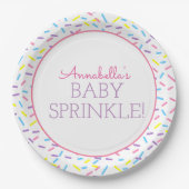 Baby Sprinkle Papierplatte mit rosa Kontur Pappteller (Vorderseite)