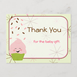 Baby Sprinkle Party Danke in Rosa Postkarte