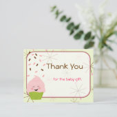 Baby Sprinkle Party Danke in Rosa Postkarte (Stehend Vorderseite)