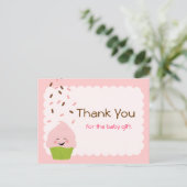 Baby Sprinkle Party Danke in Rosa Postkarte (Stehend Vorderseite)
