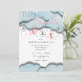 Baby Sprinkle Pink Blue Baby Dusche Einladung (Stehend Vorderseite)