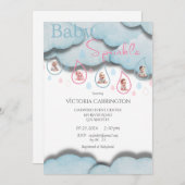 Baby Sprinkle Pink Blue Baby Dusche Einladung (Vorne/Hinten)