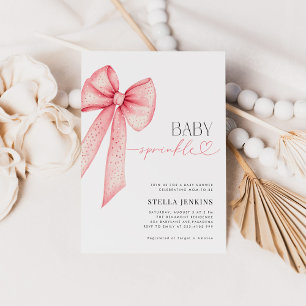 Baby Sprinkle Pink Bow Babydusche Einladung
