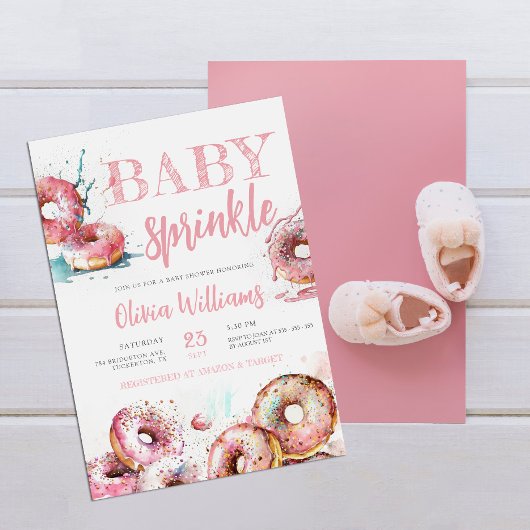 Baby Sprinkle Pink Donut Girl Babydusche Einladung