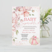 Baby Sprinkle Pink Floral Pumpkin Baby Dusche Einladung (Stehend Vorderseite)