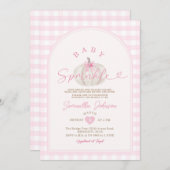 Baby Sprinkle Pink Gingham White Pumpkin Einladung (Vorne/Hinten)