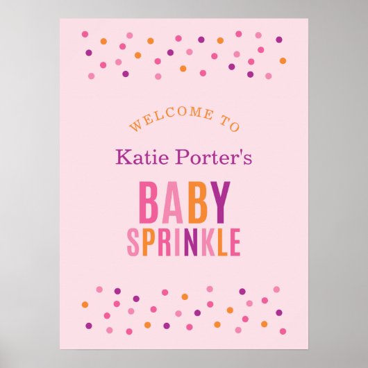Baby Sprinkle Pink Girl Babydusche Begrüßungsppost Poster (Vorne)