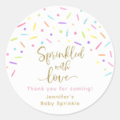 Baby Sprinkle Pink Gold Vielen Dank Runder Aufkleber (Vorderseite)