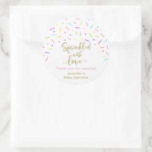 Baby Sprinkle Pink Gold Vielen Dank Runder Aufkleber