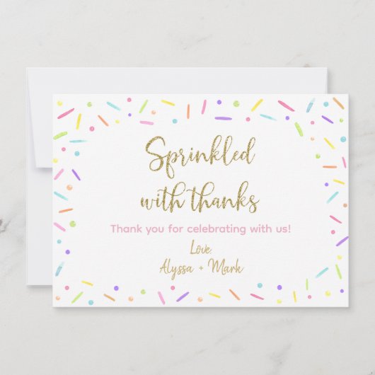 Baby Sprinkle Pink Lila Gold Vielen Dank Dankeskarte (Vorderseite)