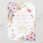 Baby Sprinkle Pink Lila Schmetterlinge Einladung (Vorne/Hinten)