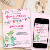 Baby Sprinkle Pink Llama Babydusche Einladung