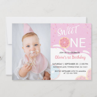Baby Sprinkle Pink Sweet One Mädchen 1. Geburtstag Einladung