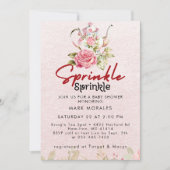 Baby Sprinkle Pink Tee Party Wasserfarbe Einladung (Vorderseite)