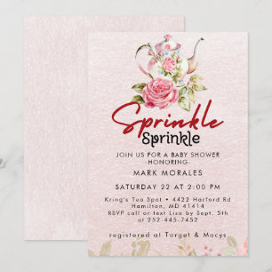 Baby Sprinkle Pink Tee Party Wasserfarbe Einladung