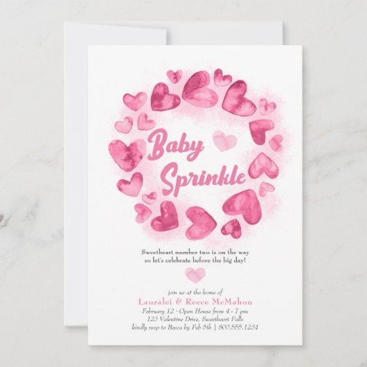 Baby Sprinkle Pink Valentines Little Sweetheart Einladung (Vorderseite)
