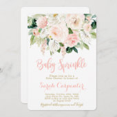 Baby Sprinkle pinkfarbenes Blumenmädchen Einladung (Vorne/Hinten)