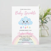 Baby Sprinkle Rainbow Rain Baby Dusche Einladung (Stehend Vorderseite)